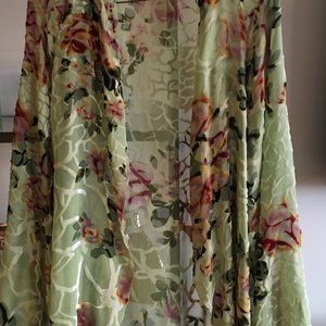sheer jacket-green with flowers